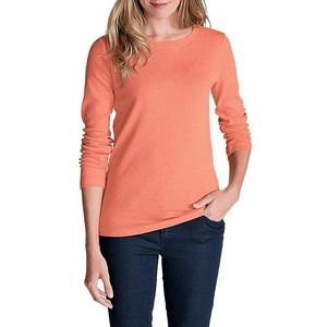 Eddie Bauer Long Sleeve Crew Neck Shirt, Women's Size L - Heather Orange